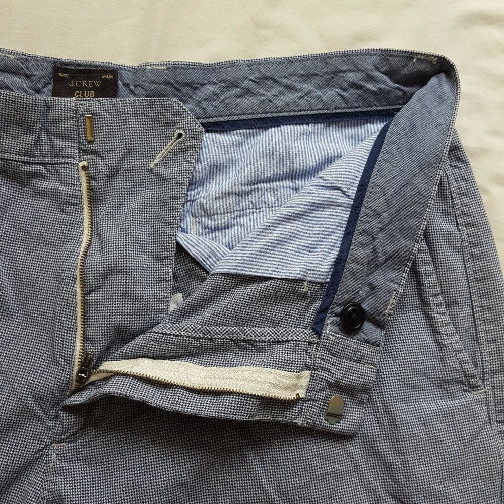 J.Crew Club Chino Shorts Blue Mini Houndstooth Men's Size 32 10.5 100% Cotton - Picture 4 of 5